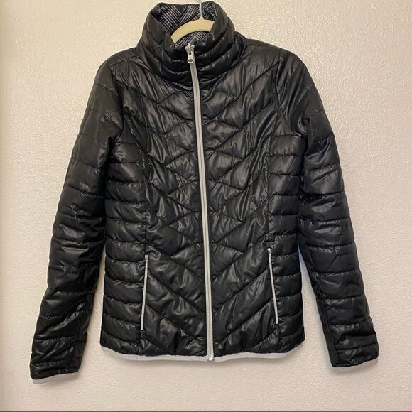 Women's alternative down puffer quilted black reversible Jacket S/M - Picture 1 of 12